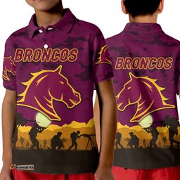 Broncos ANZAC Polo Shirt Simple Style - Maroon