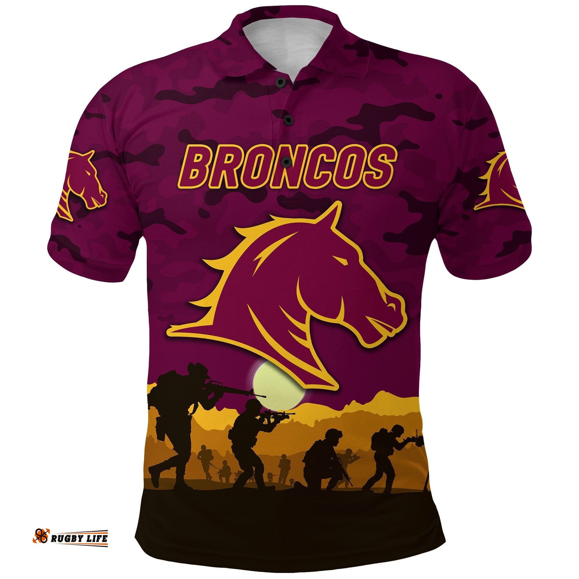 Broncos ANZAC 2022 Polo Shirt Simple Style - Maroon
