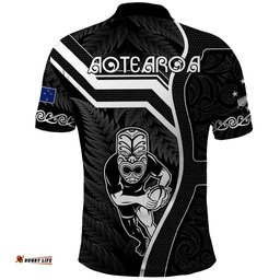 New Zealand Aotearoa Rugby Polo Shirt Black Fern Maori Tribal Sporty Style