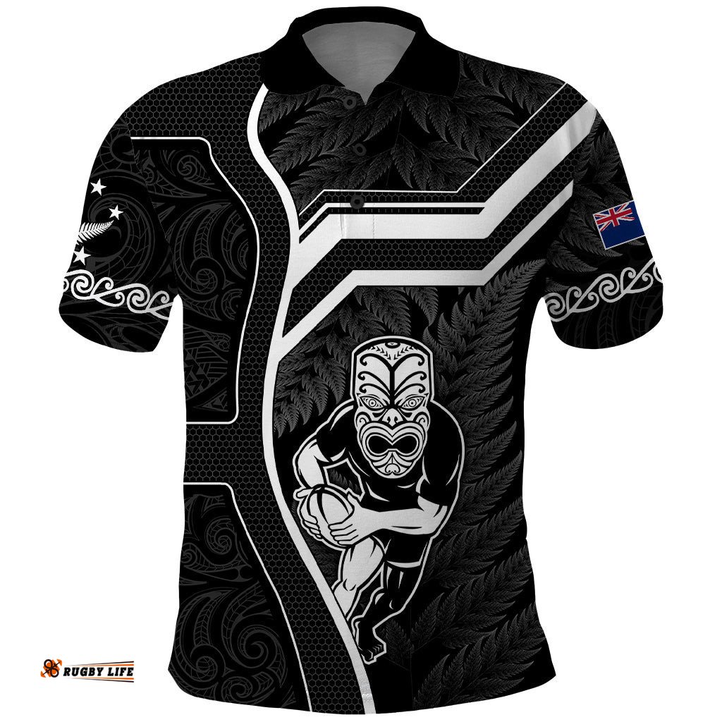New Zealand Aotearoa Rugby Polo Shirt Black Fern Maori Tribal Sporty Style