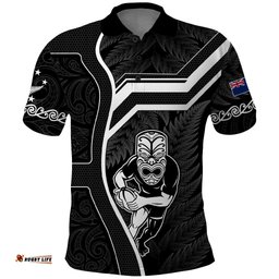 New Zealand Aotearoa Rugby Polo Shirt Black Fern Maori Tribal Sporty Style