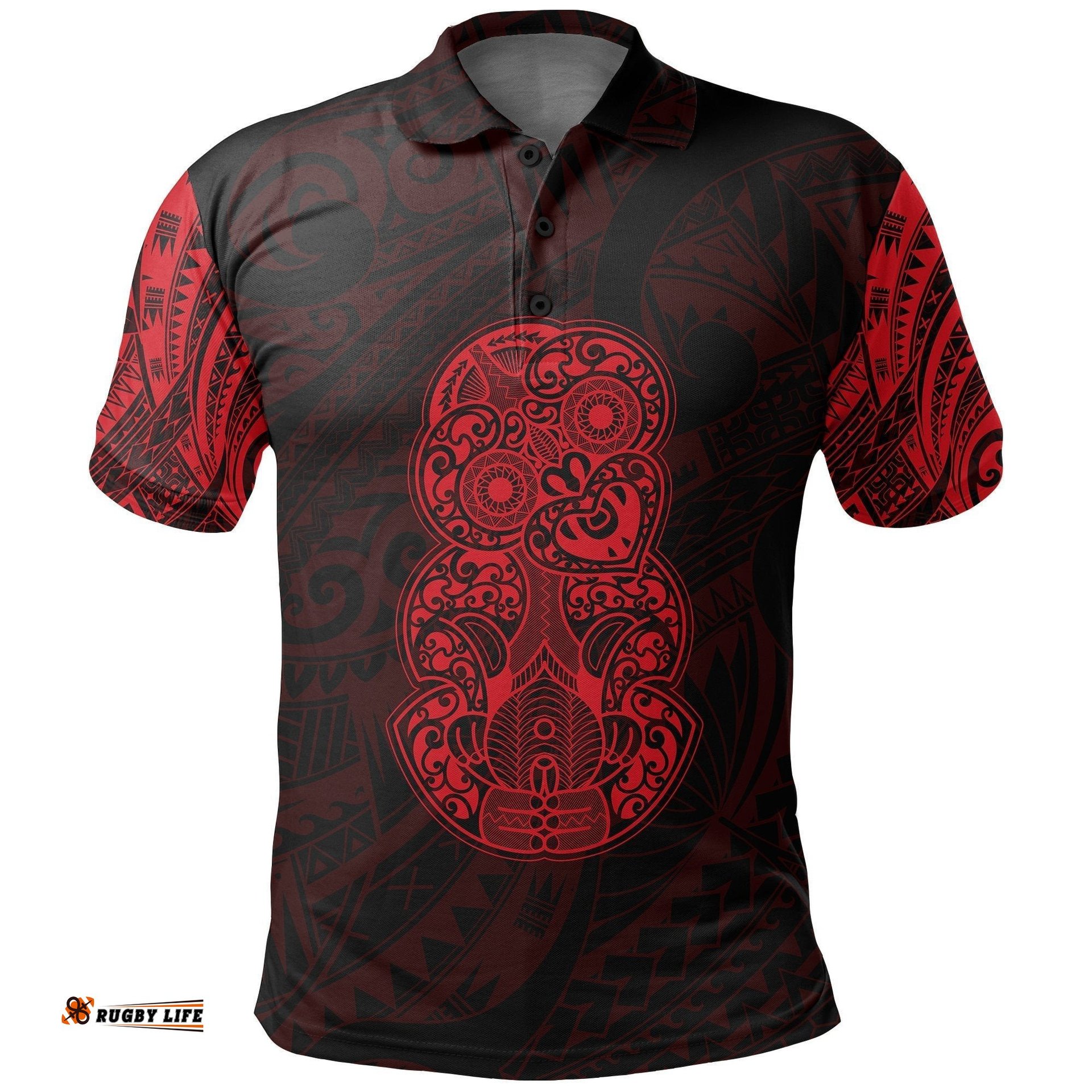 Hei Tiki Maori Tattoo Polo Shirt Red