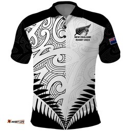 Custom New Zealand Rugby Polo Shirt Proud Aoteroa Stylised Maori Koru