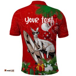 Personalised Kangaroo Lover Polo Shirt Australia Merry Christmas Aboriginal
