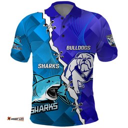 Perspnalised Sharks And Bulldogs Rugby Polo Shirt Sporty Style