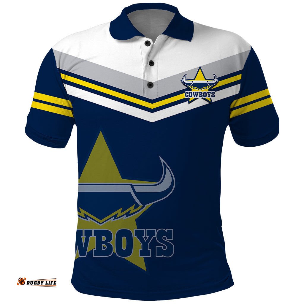 Custom Text And Number Cowboys Rugby 2023 Polo Shirt Sporty Style Navy Blue