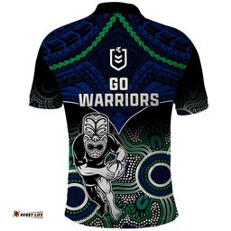 Warriors Rugby Polo Shirt NZ Aboriginal Mix Polynesian Pattern
