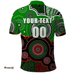 Custom Personalised And Number Rabbitohs NRL Polo Shirt Aboriginal Patterns