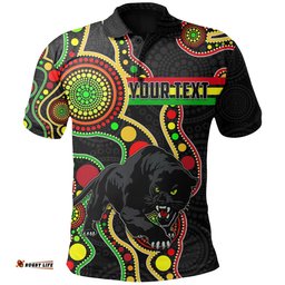 Custom Personalised Penrith Polo Shirt Black Panthers Indigenous