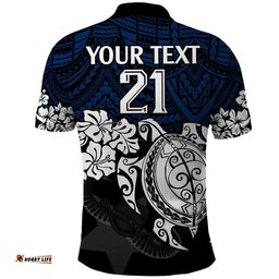 Custom Cowboys Rugby Polo Shirt Hibiscus and Turtle With Polynesian Pattern