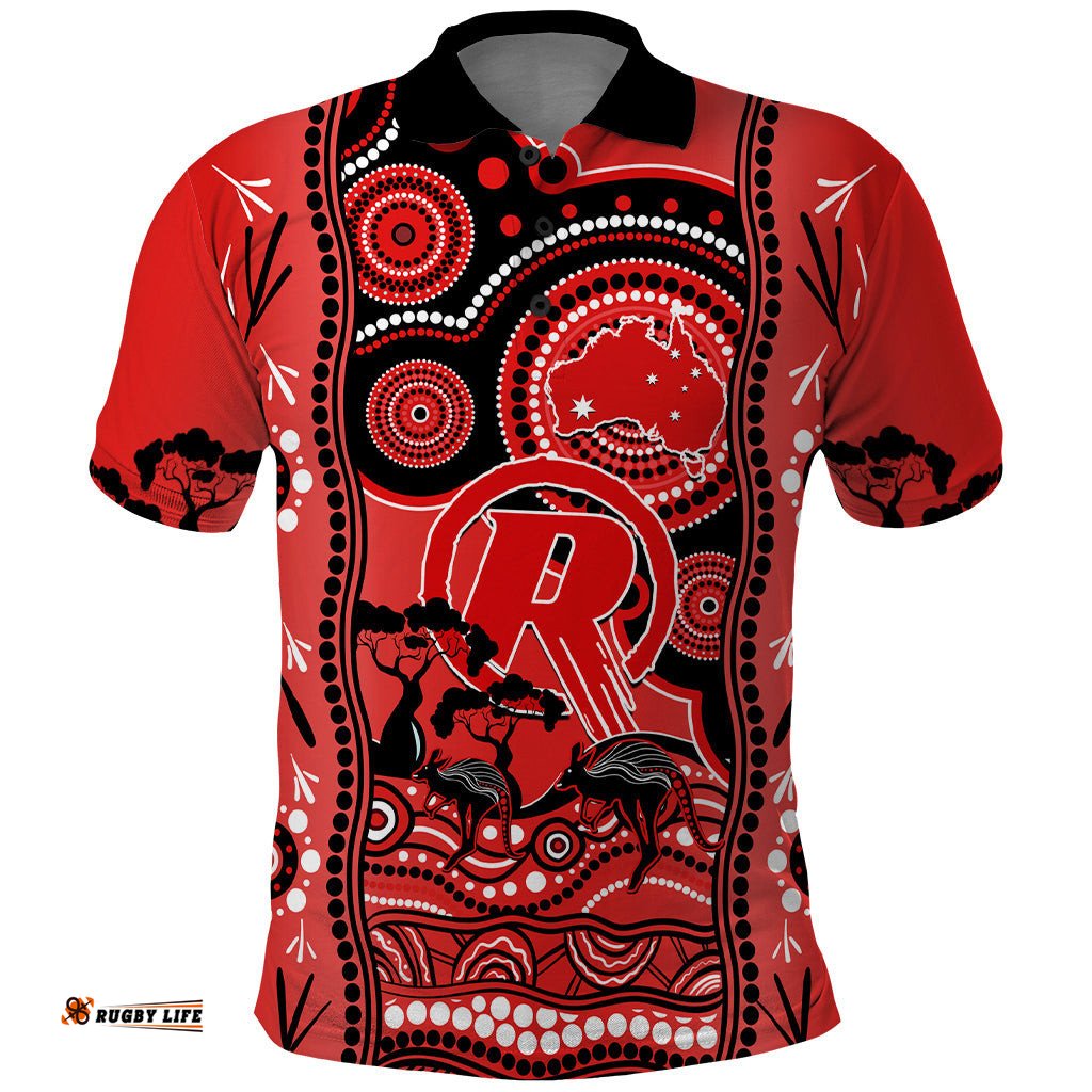 Custom Melbourne Renegades Cricket Polo Shirt Happy Australia Day Aboriginal Art