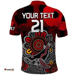 Personalised ANZAC Dolphins Rugby Polo Shirt Indigenous Circles and Waves