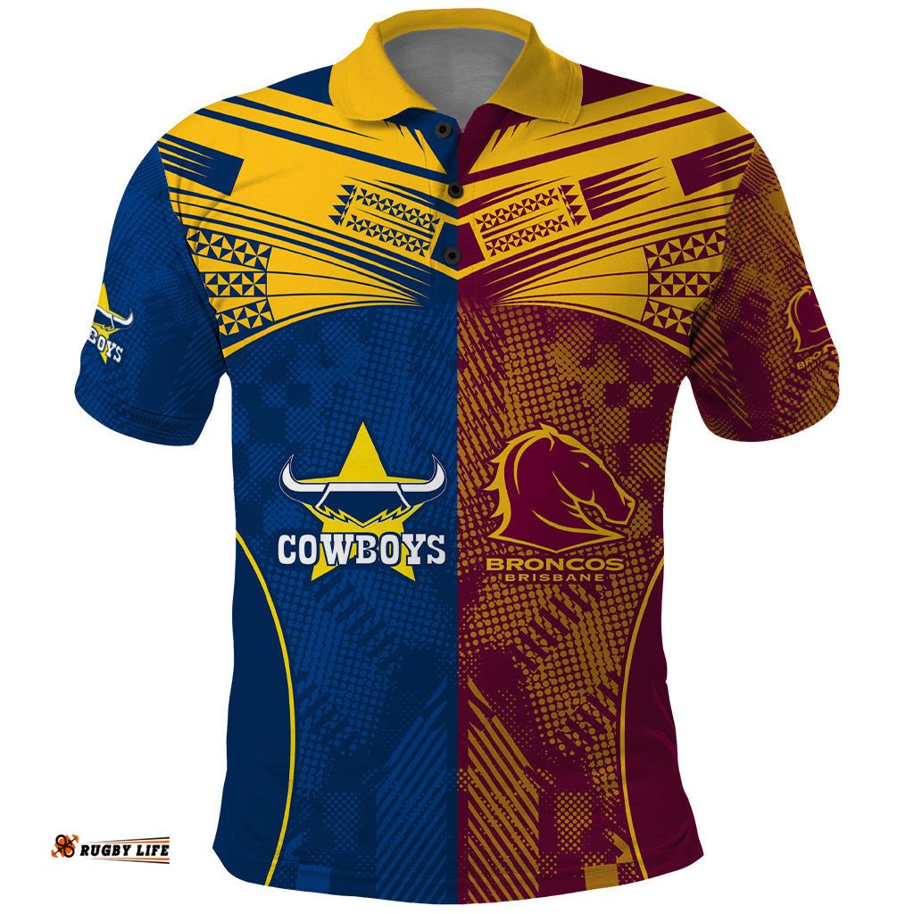 NRL Cowboys and Broncos Polo Shirt Sporty Style