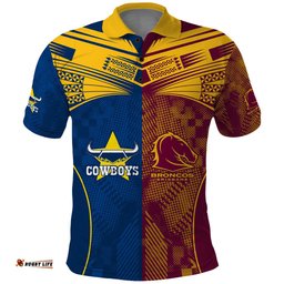 NRL Cowboys and Broncos Polo Shirt Sporty Style