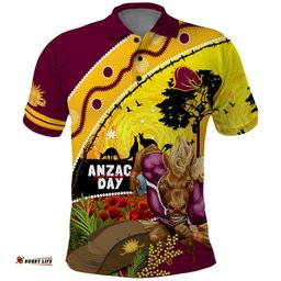 Broncos ANZAC Day Polo Shirt Mascot Rosemary Starring Night Style