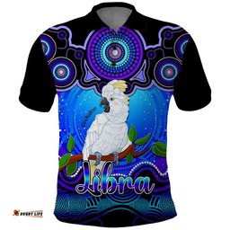 Personalised Australia Libra Cockatoo Zodiac Polo Shirt Auz Astrology Aboriginal - Blue