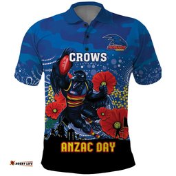 Custom Crows Football ANZAC Polo Shirt Gallipoli Camouflage With Poppies