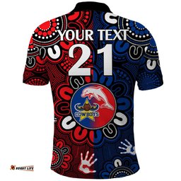 Custom Text And Number NRL Dolphins Combine Cowboys Rugby Polo Shirt Indigenous Aboriginal Style