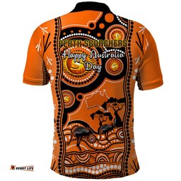 Perth Scorchers Cricket Polo Shirt Happy Australia Day Aboriginal Art