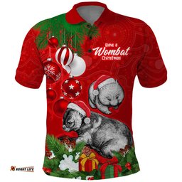 Wombat Lover Polo Shirt Australia Merry Christmas Aboriginal