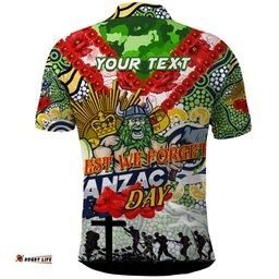 Personalised Raiders ANZAC Day Polo Shirt Aboriginal Rising Sun