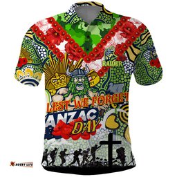 Personalised Raiders ANZAC Day Polo Shirt Aboriginal Rising Sun