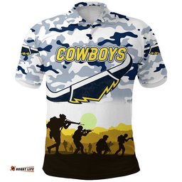 Custom Personalised North Queensland Cowboys ANZAC 2022 Polo Shirt Simple Style - White