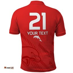 Custom Text And Number NRL Dolphins Rugby Polo Shirt Simple Red Style 2023