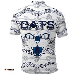 Geelong Polo Shirt Cats Indigenous - White
