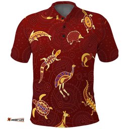 Custom Personalised Aboriginal Art Polo Shirt Animals Australia Version Maroon