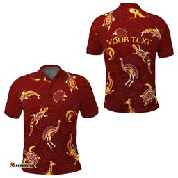 Custom Personalised Aboriginal Art Polo Shirt Animals Australia Version Maroon