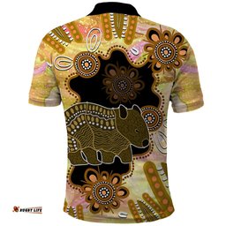 Australia Opal Wombat Polo Shirt Aussie Aboriginal Art