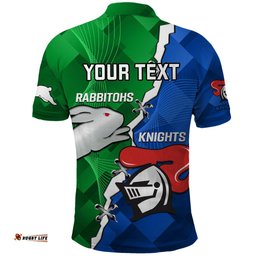 Personalised Knights and Rabbitohs Rugby Polo Shirt 2023 Sporty Version