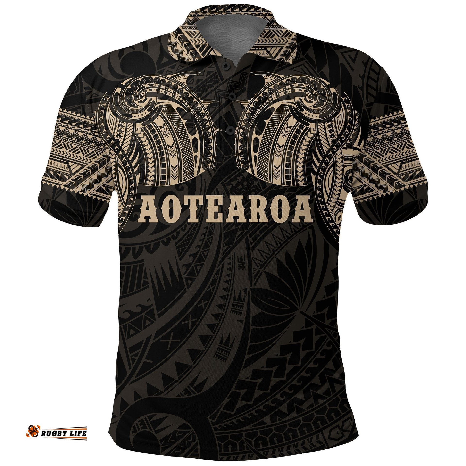 Aotearoa Maori Tattoo Golden Polo T Shirt