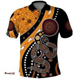 Aboriginal Snake Pattern Dot Art Polo Shirt TS04