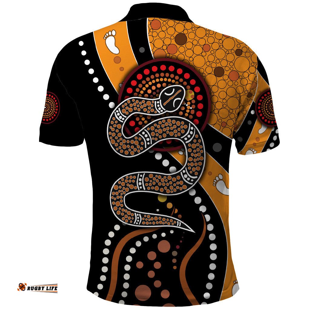 Aboriginal Snake Pattern Dot Art Polo Shirt TS04