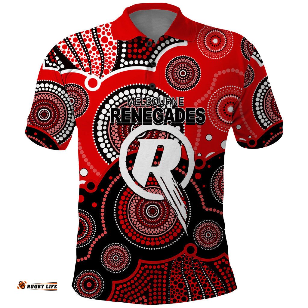Custom Text And Number Renegades BBL Polo Shirt Aboriginal Patterns