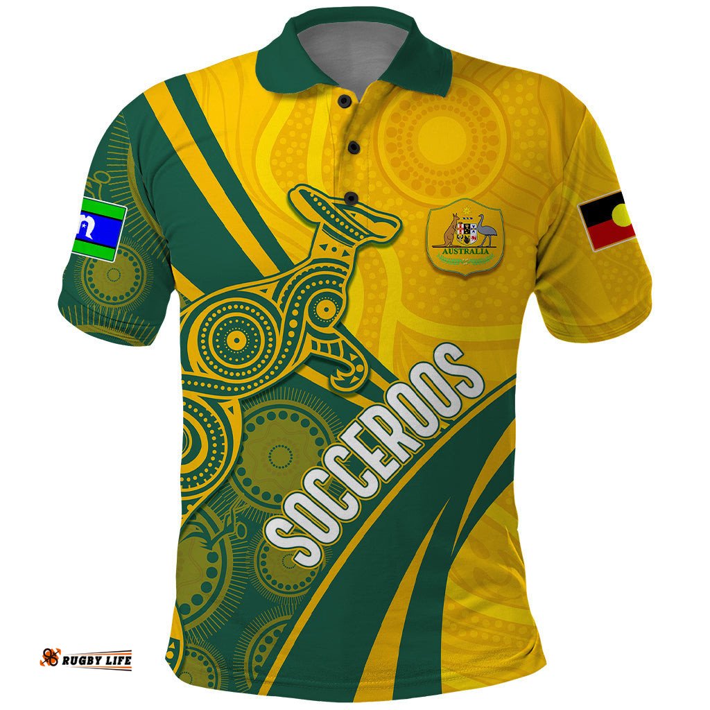 Personalised Australia Soccer Socceroos Indigenous Polo Shirt World Cup 2023