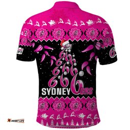 Sydney Sixers Cricket Christmas Polo Shirt Merry Xmas 2023 Indigenous Art