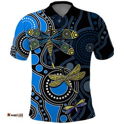 Aboriginal Dragonfly Polo Shirt Blue Style