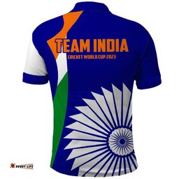 India Cricket Polo Shirt Men in Blue World Cup 2023 Bharat Flag Style