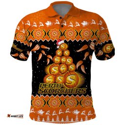 Perth Scorchers Cricket Christmas Polo Shirt Merry Xmas 2023 Indigenous Art