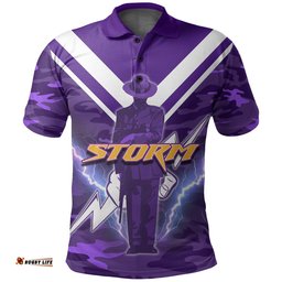 Melbourne Polo Shirt Storm Anzac Day Army Patterns Purple