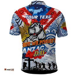 Personalised Bulldogs ANZAC Day Polo Shirt Aboriginal Rising Sun