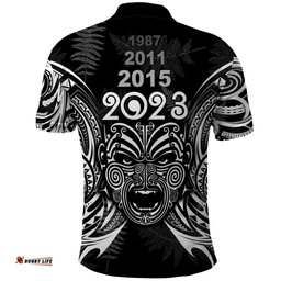 Custom New Zealand Rugby Polo Shirt 2023 World Cup Aotearoa Haka Face