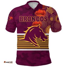 Brisbane Broncos Polo Shirt Anzac Day Indigenous