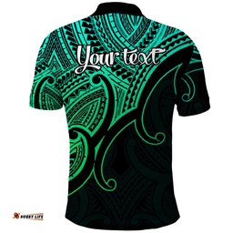 Custom Aotearoa Maori Koru Polo Shirt Polynesian Pacific Tribal - Green