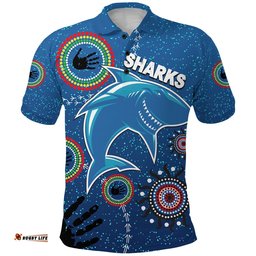 Naidoc Sharks Polo Shirt Cronulla Aboriginal Style