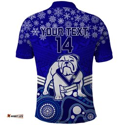 Custom Bulldogs Rugby Christmas Polo Shirt Merry Xmas 2023 Mix Aboriginal Art