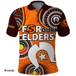 Custom Text And Number 2023 Scorchers BBL Polo Shirt Aboriginal NAIDOC For Our Elders